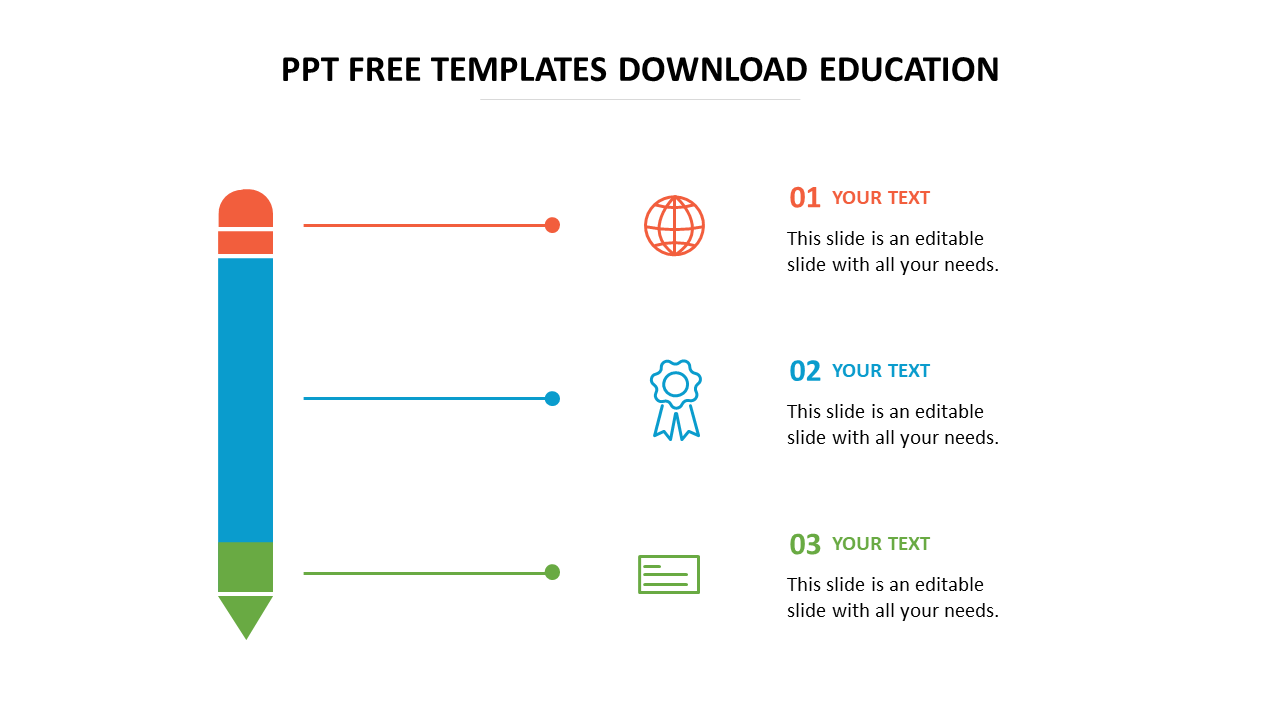 Free - Best PPT Templates Download Education - Pencil Model